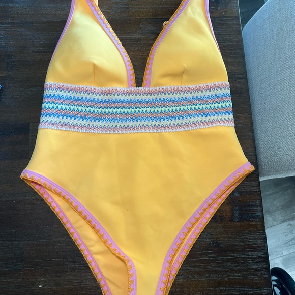 River Island Yellow Swimsuit with Multicolor Accents - Picture 1 of 5